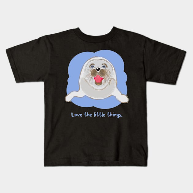 Love the Little Things Baby Seal Kids T-Shirt by evisionarts